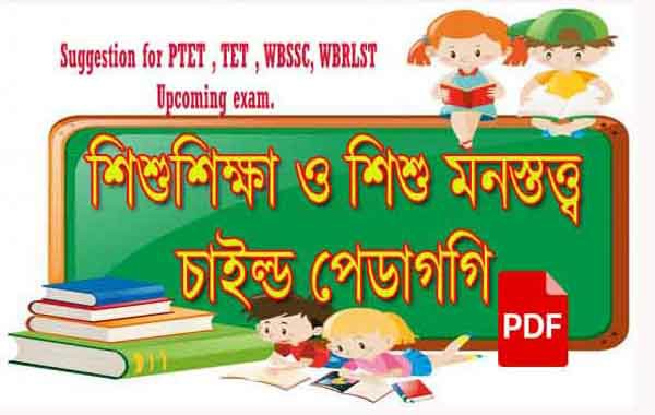 Read more about the article শিশুশিক্ষা ও শিশু মনস্তত্ত্ব || চাইল্ড পেডাগগি PDF ||  Suggestion for PTET , TET , WBSSC, WBRLST Upcoming exam. 